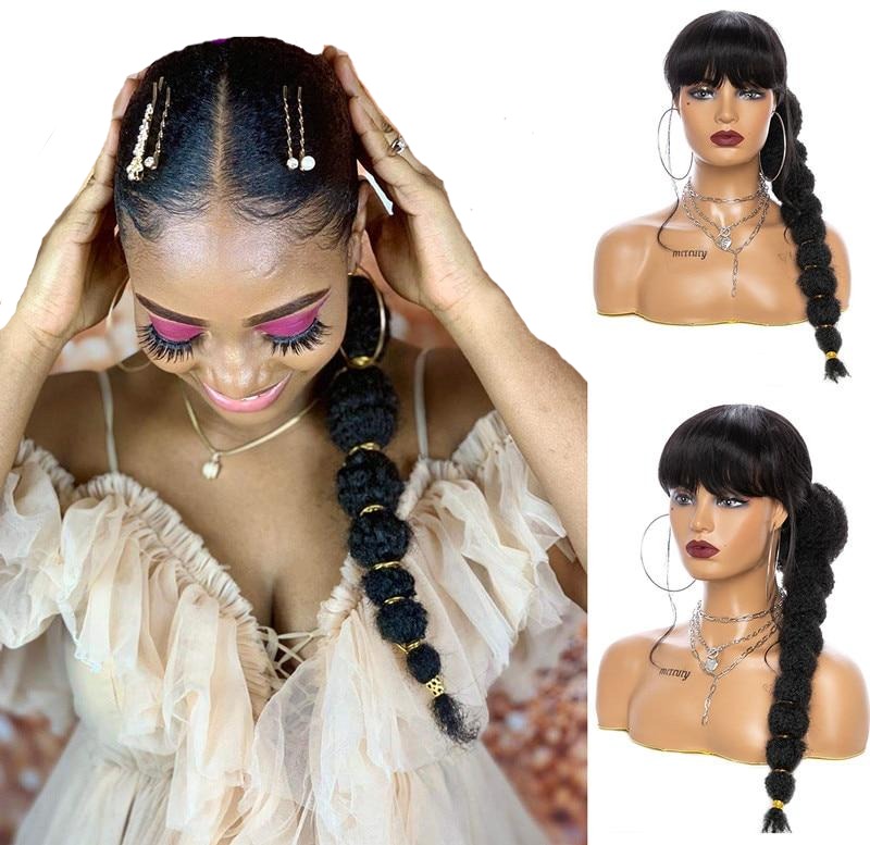 Lantern Bubble Braids long Ponytail