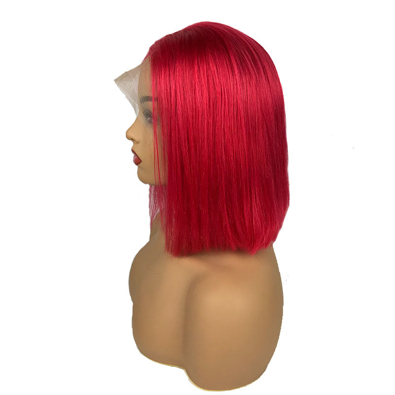 red bob wig with bangs