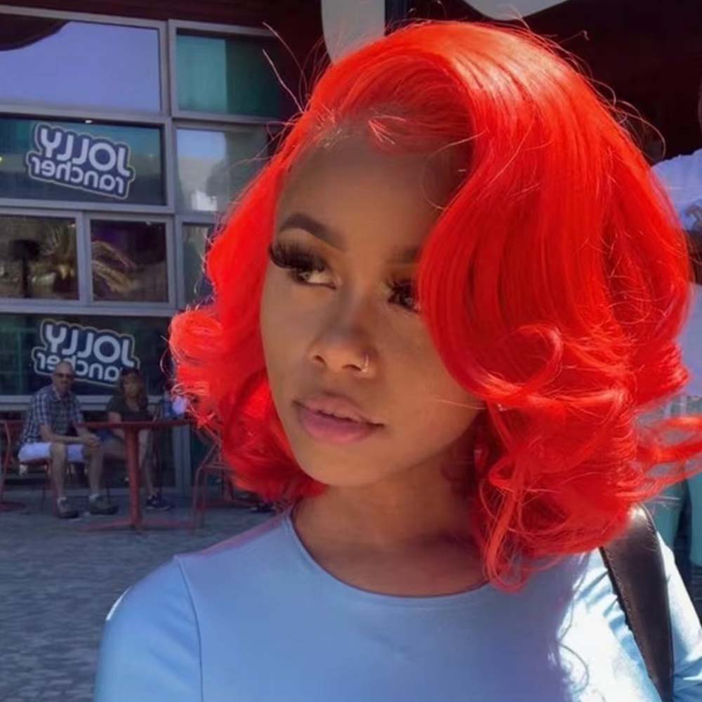 red human hair bob wig for black women