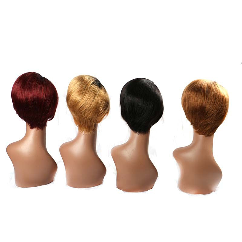 Perruque de cheveux humains coupe lutin ombré 13x4x1, perruque en dentelle T-part pour femmes noires