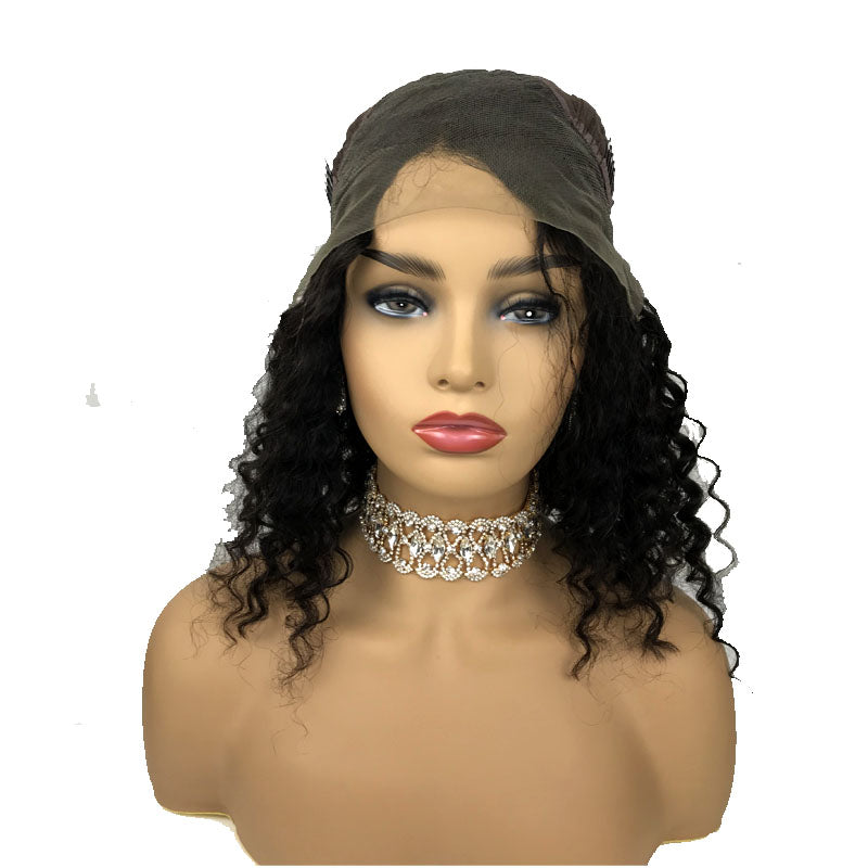 Surprisehair Middle Part Deep Wave Curly Bob wigs Lace Front Human Hair