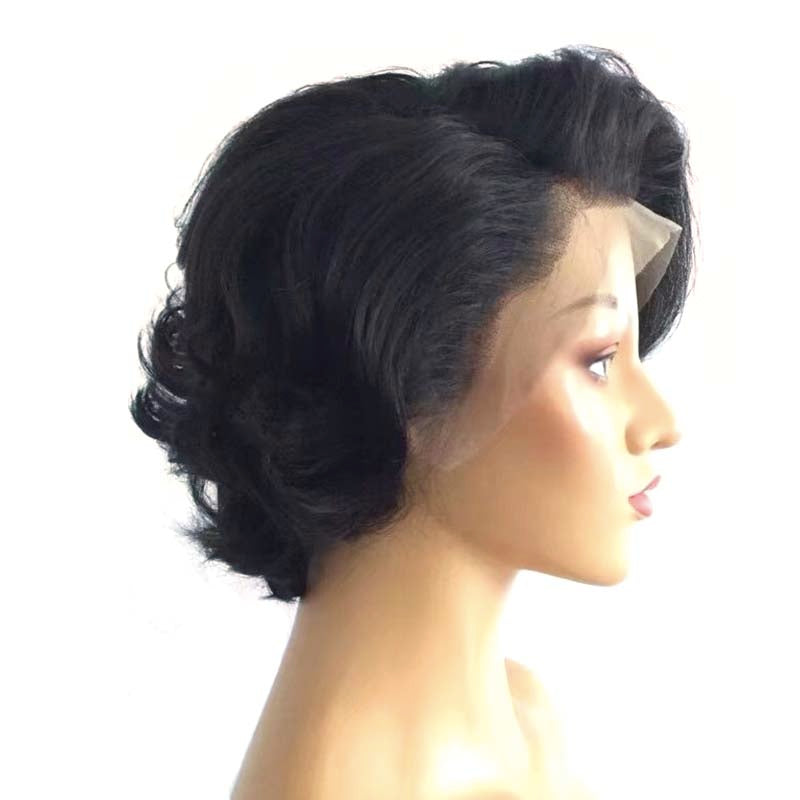 short black brazilian human hair pixie lace wig