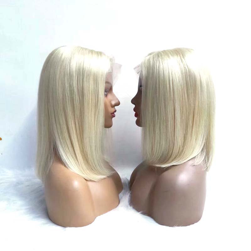 short blonde human hair bob lace wig