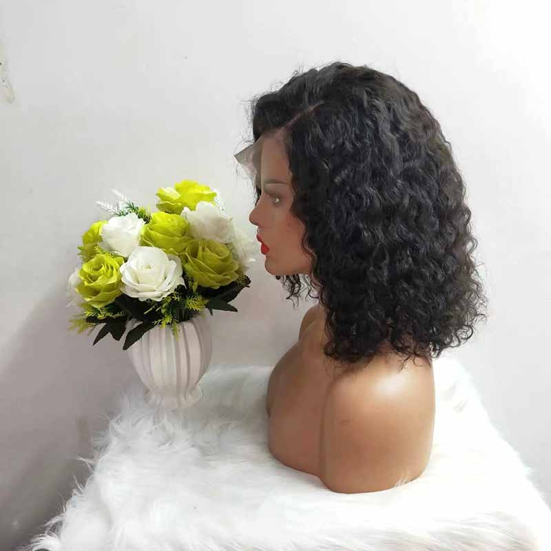 short curly bob lace front wig human hair