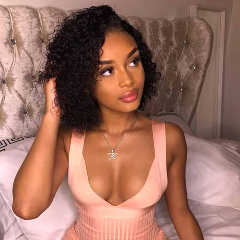 short curly bob wigs human hair for african American