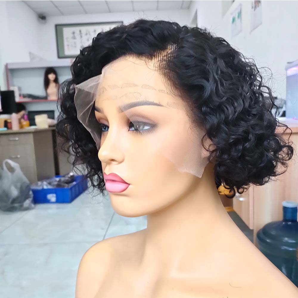 short curly pixie cut lace wig