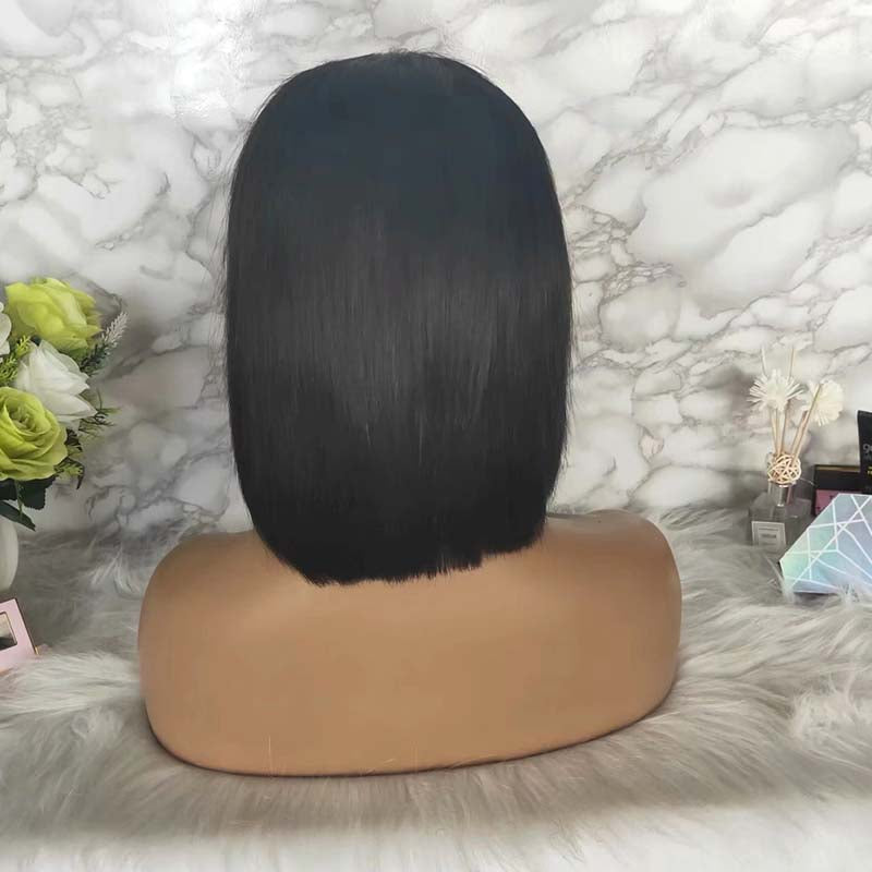 short human hair bob wig with bangs