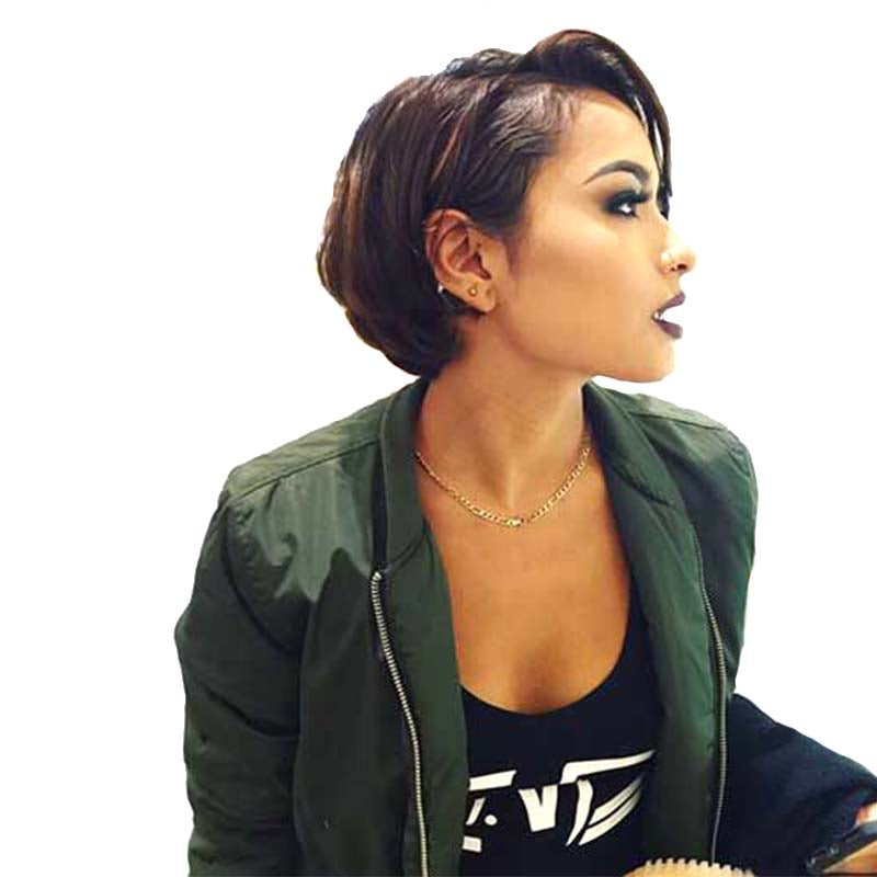 short human hair lace front wig for black women