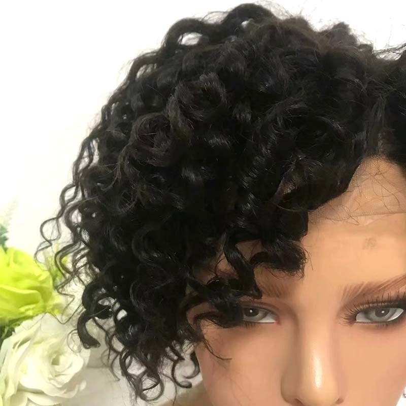 short human hair lace wig loose wave bob