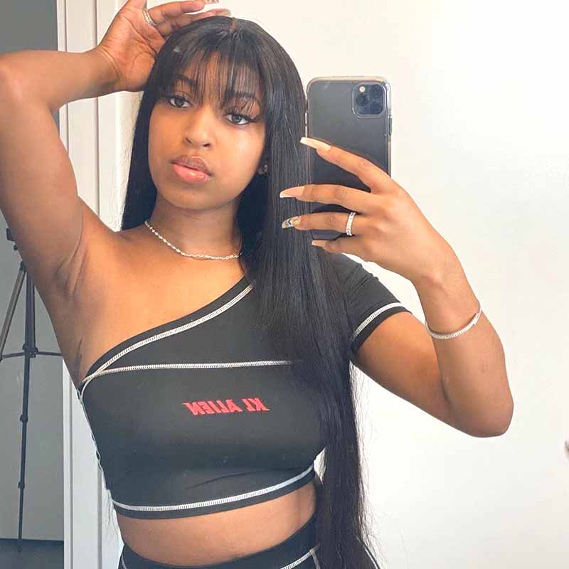 straight lace wig with bangs for African AMerican