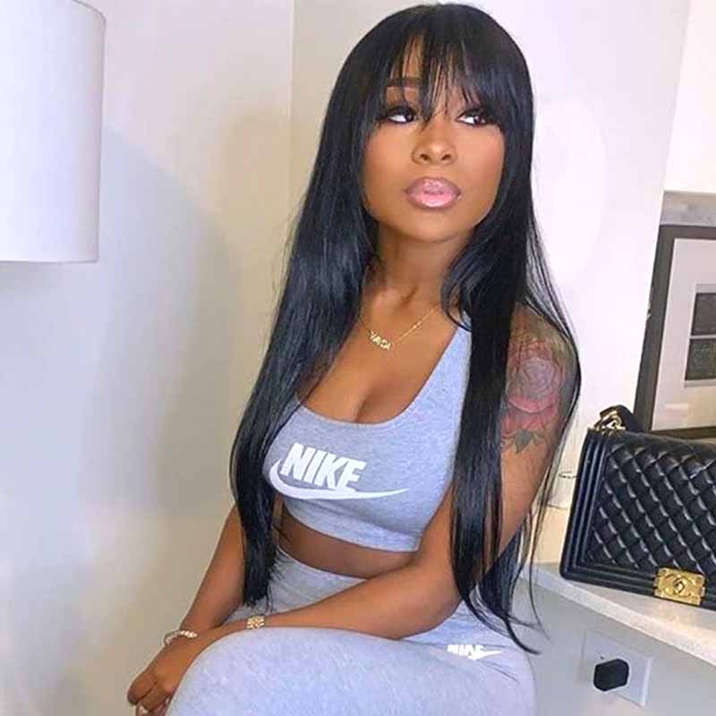 straight wig with bangs for African American