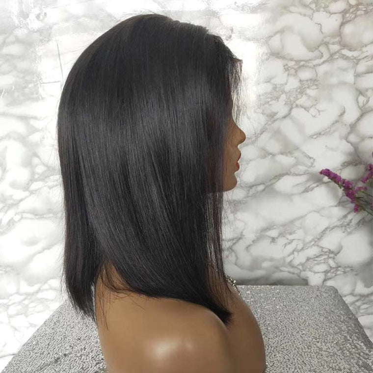 Black BOB Wig Transparent Lace Human Hair high Density Surprisehair