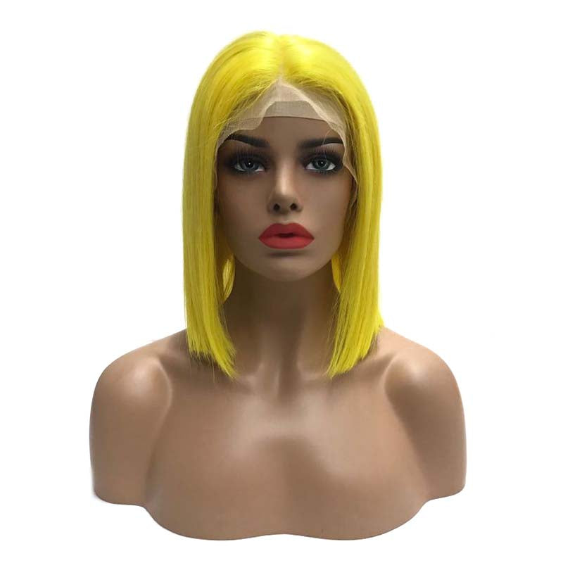 yellow bob hair wig