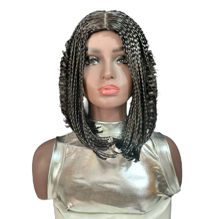 12-Inch Short Box Braid Bob Synthetic Hair Boho Hair Wig Goddess Braids Wig for Black Women, Multiple Colors