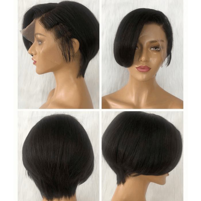 Short Bob Straight Pixie Cut Wig Human Hair 13x4 Lace for Black Women-all