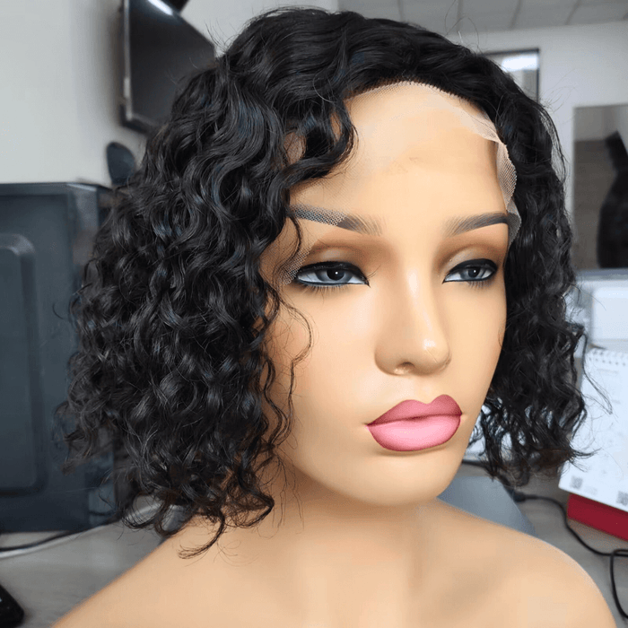 Deep Wave Bob Human Hair Lace Front Wig 13x6 for African American-1
