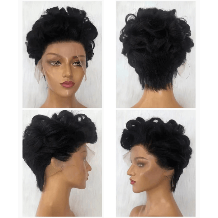 Human Hair Short Pixie Cut Wigs for African American 13x6 Lace Frontal-all