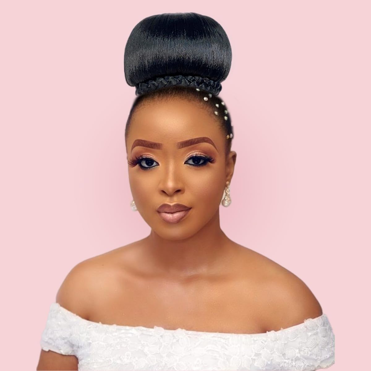 Extra Large Braided Hair Bun for Bride Black Hair Piece Clip in for Black Women