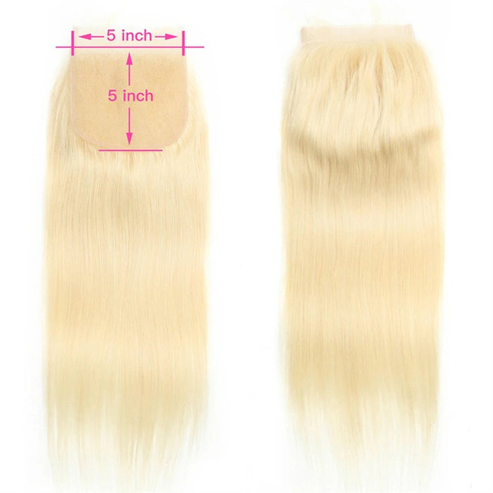 Blonde HD Lace Closure 5x5 Straight Human Hair Transparent Lace Closure