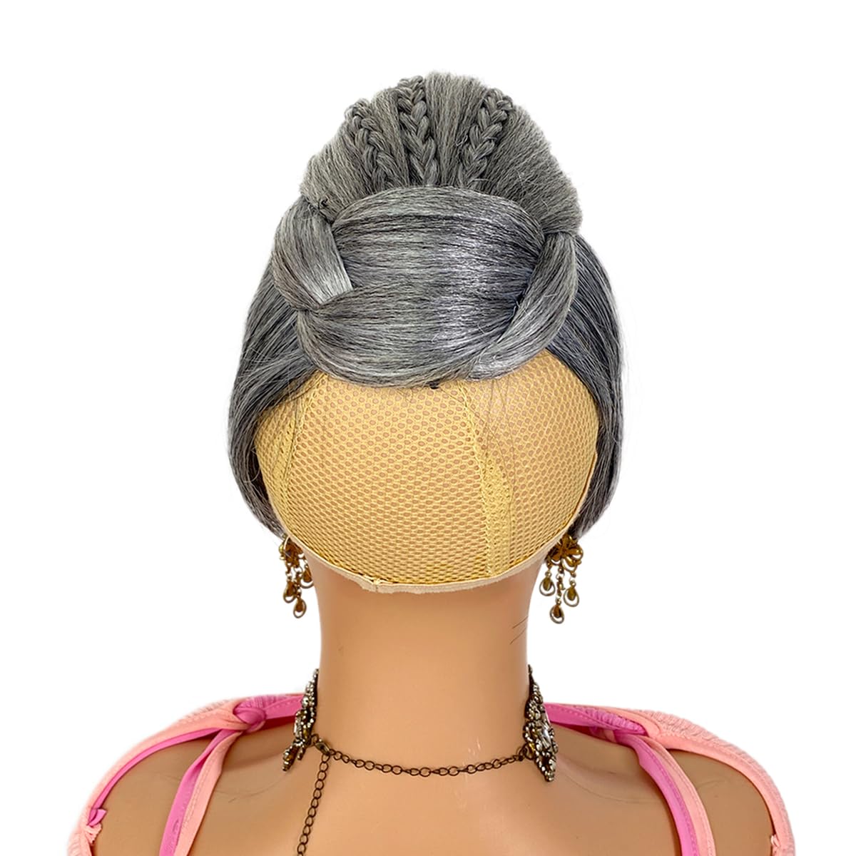 Salt and Pepper Grey Bun & Bang  Set  Hair Piece for Black Women