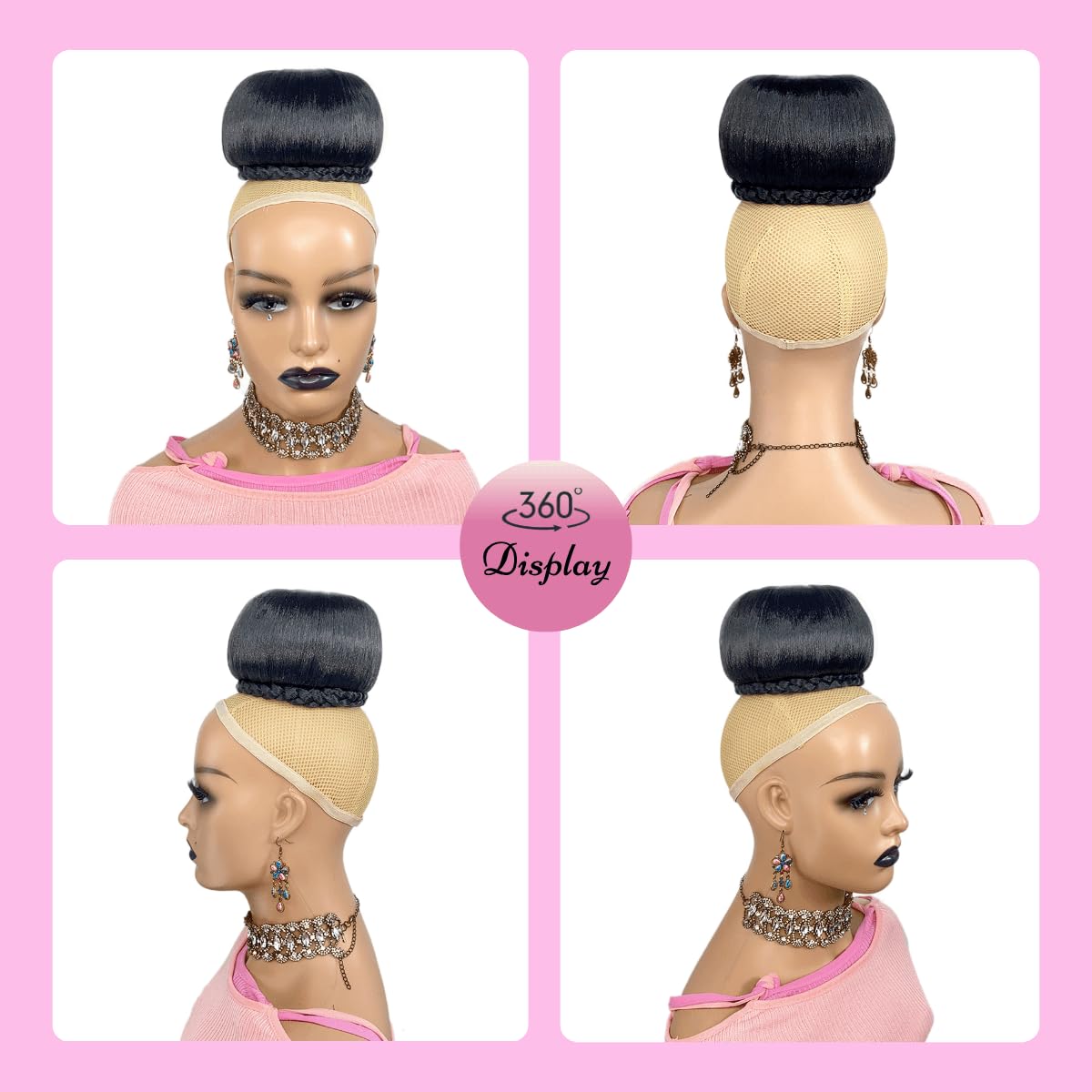 Extra Large Braided Hair Bun for Bride Black Hair Piece Clip in for Black Women