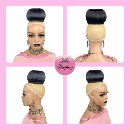 Extra Large Braided Hair Bun for Bride Black Hair Piece Clip in for Black Women