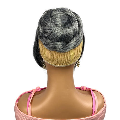 Gray Bun & Bangs Set 2PCS - Salt and Pepper Grey Hairpiece for Black Women