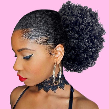short Afro Kinky Curl Ponytail Afro Puff Bun Ponytail Claw Clip for Black Women