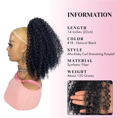 Short Afro Kinky Curl Drawstring Ponytail Deep Curly for Black Women