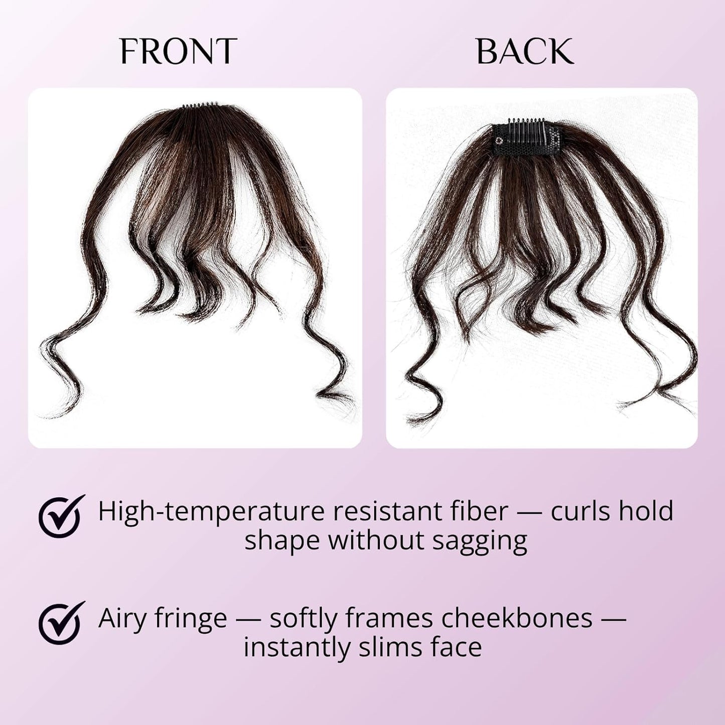 Human Hair Curly Bangs Hair Clip Kinky-Curly Ins Bangs French Bang for Women