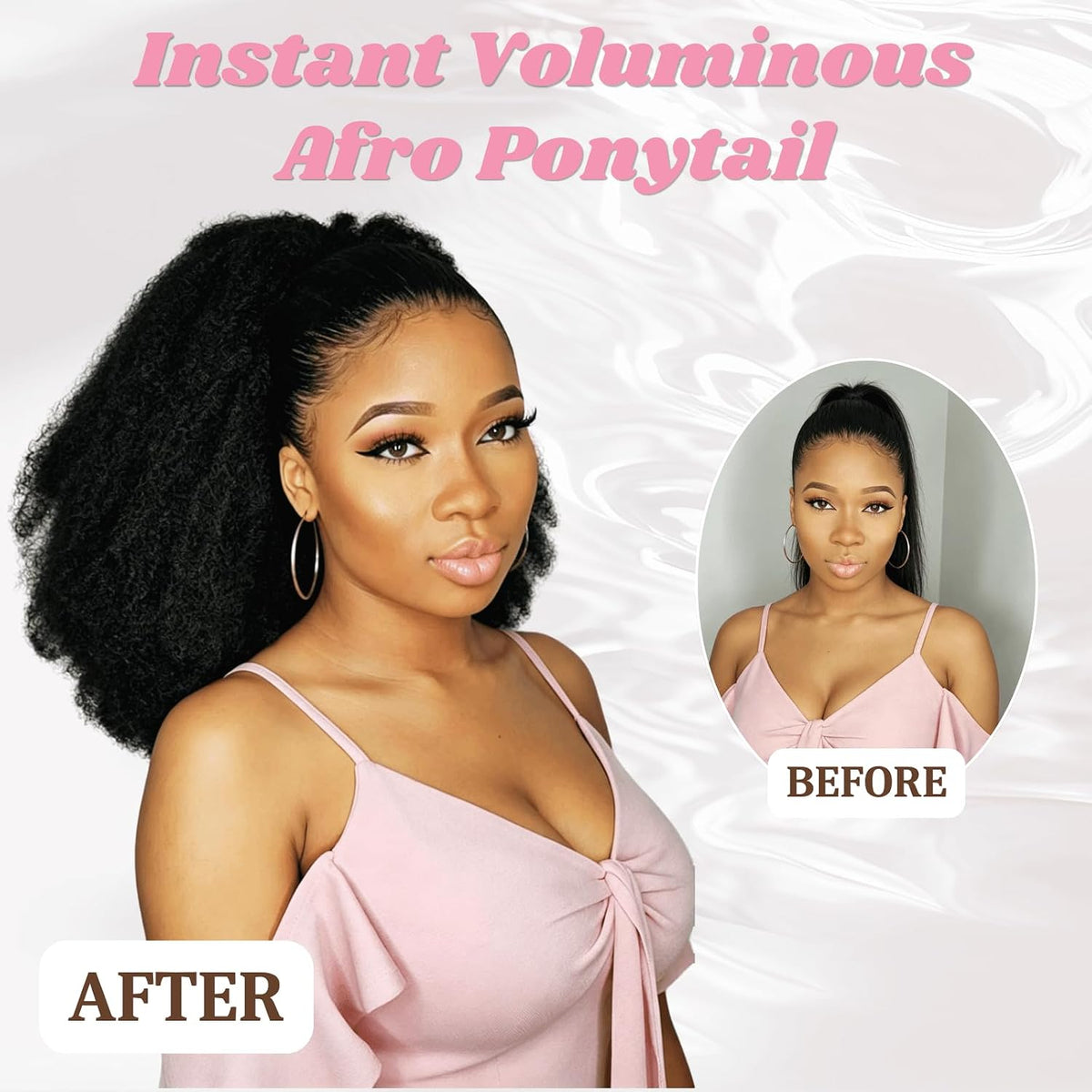 Short Afro Kinky Ponytail Wrap Synthetic 4C Afro Puff Bun for Black Women