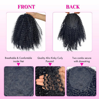 Short Afro Kinky Curl Drawstring Ponytail Deep Curly for Black Women