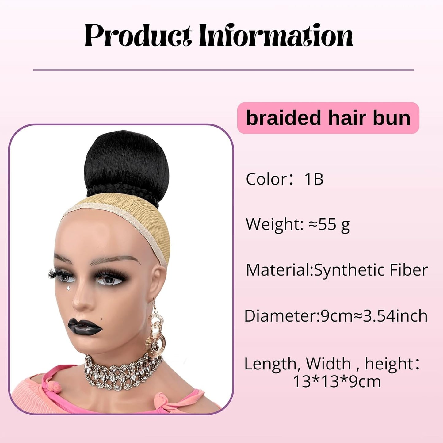 Twist Braided Hair Bun for Bride M Size Updo Chignon Hair Piece for Black Women