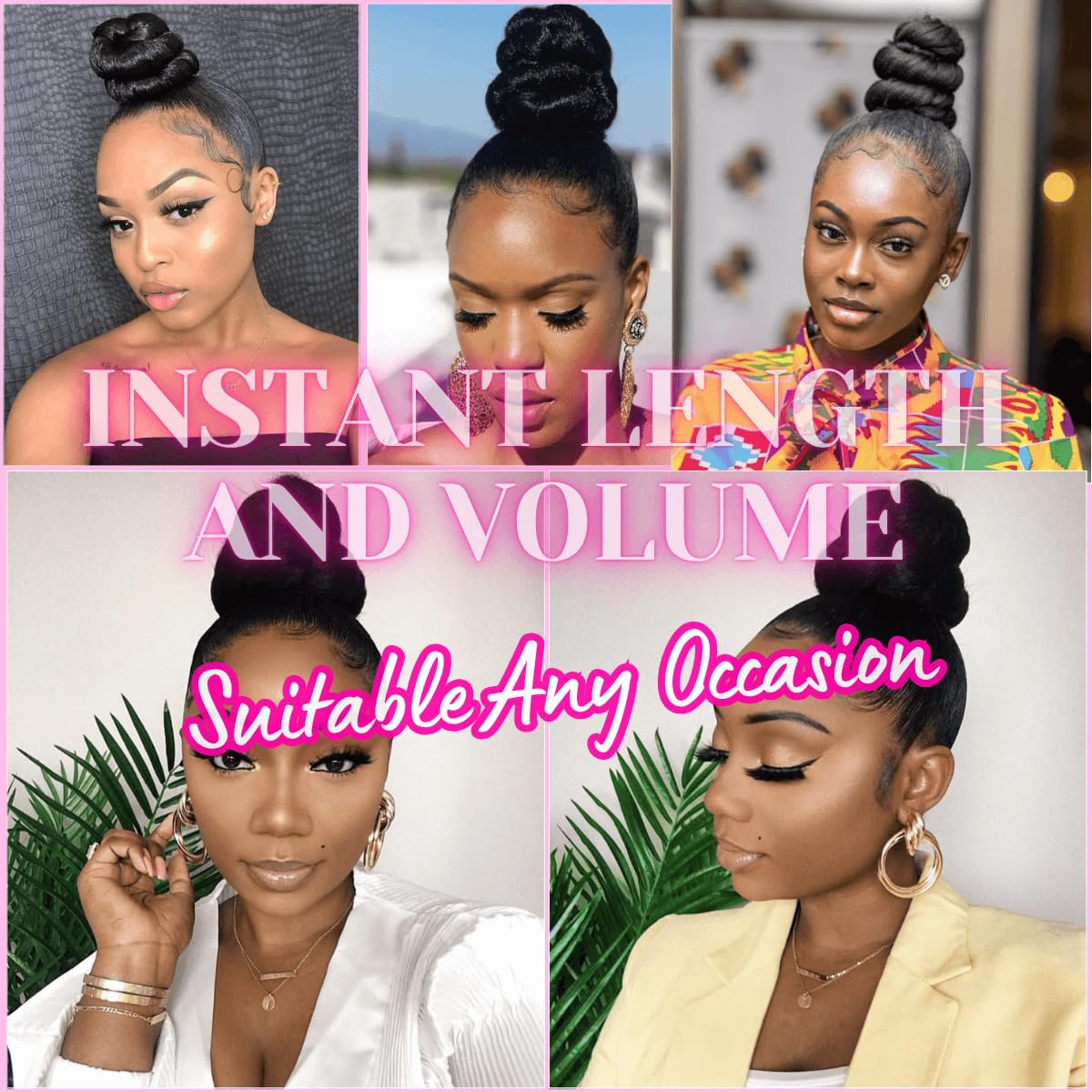 SWIRL Hair Bun Clip-in Updo Braided China Bun Chignon Hairpiece for Black Women