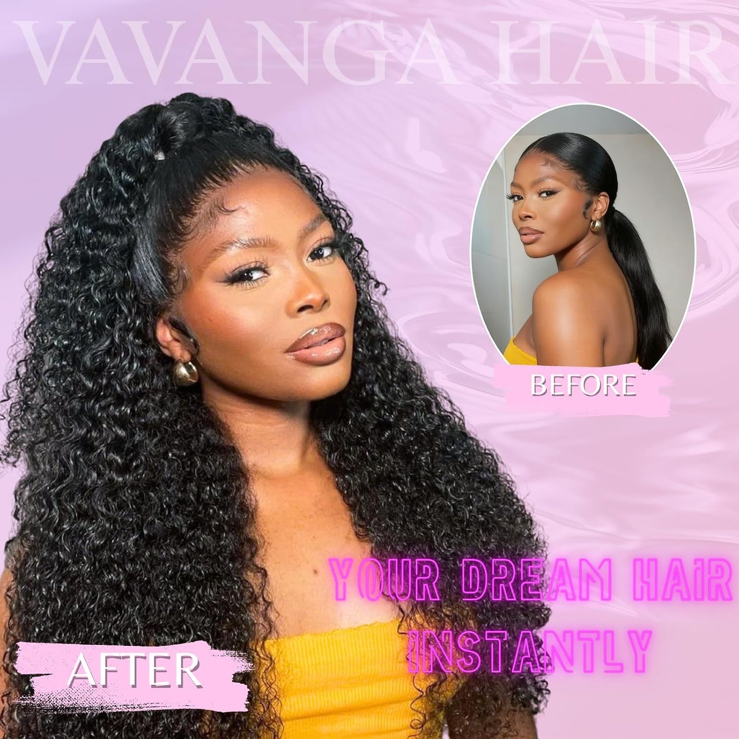 Half Up Half Down Ponytail Set for Black Women 6pc Water Wave 20inch