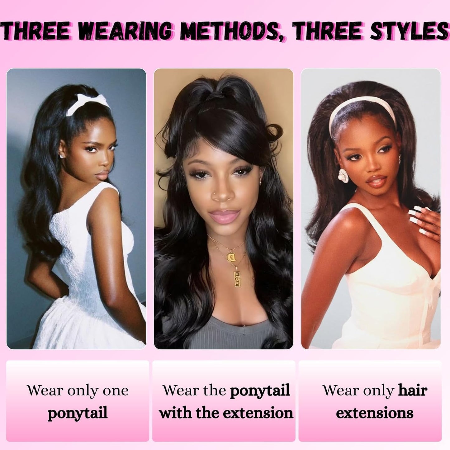 6PCS Half Up Half Down Ponytail Set for Black Women Kinky Straight Ponytail