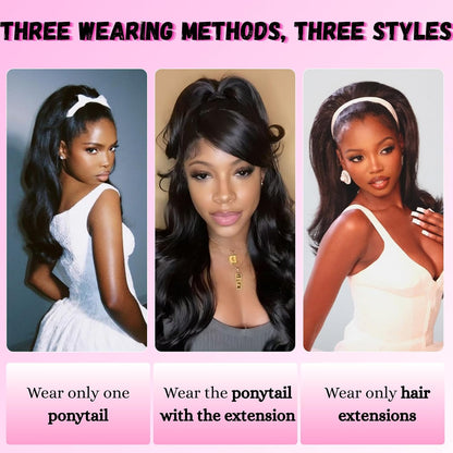 6PCS Half Up Half Down Ponytail Set for Black Women Kinky Straight Ponytail