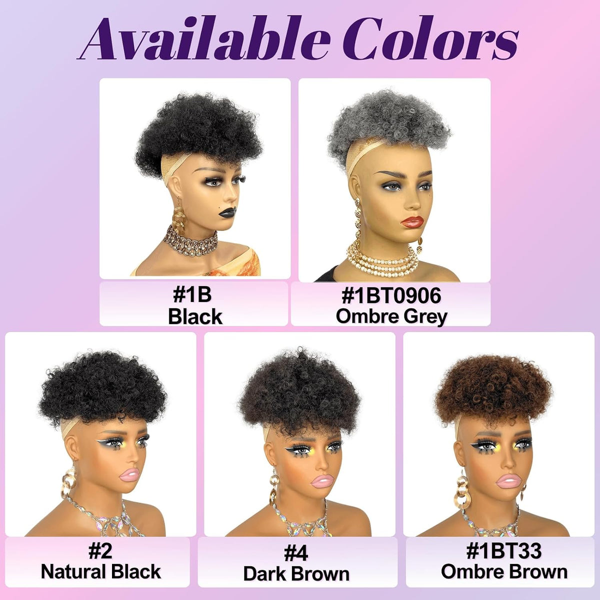 Short Afro Hair Topper Synthetic Hair Mohawk Ponytail for Black Women