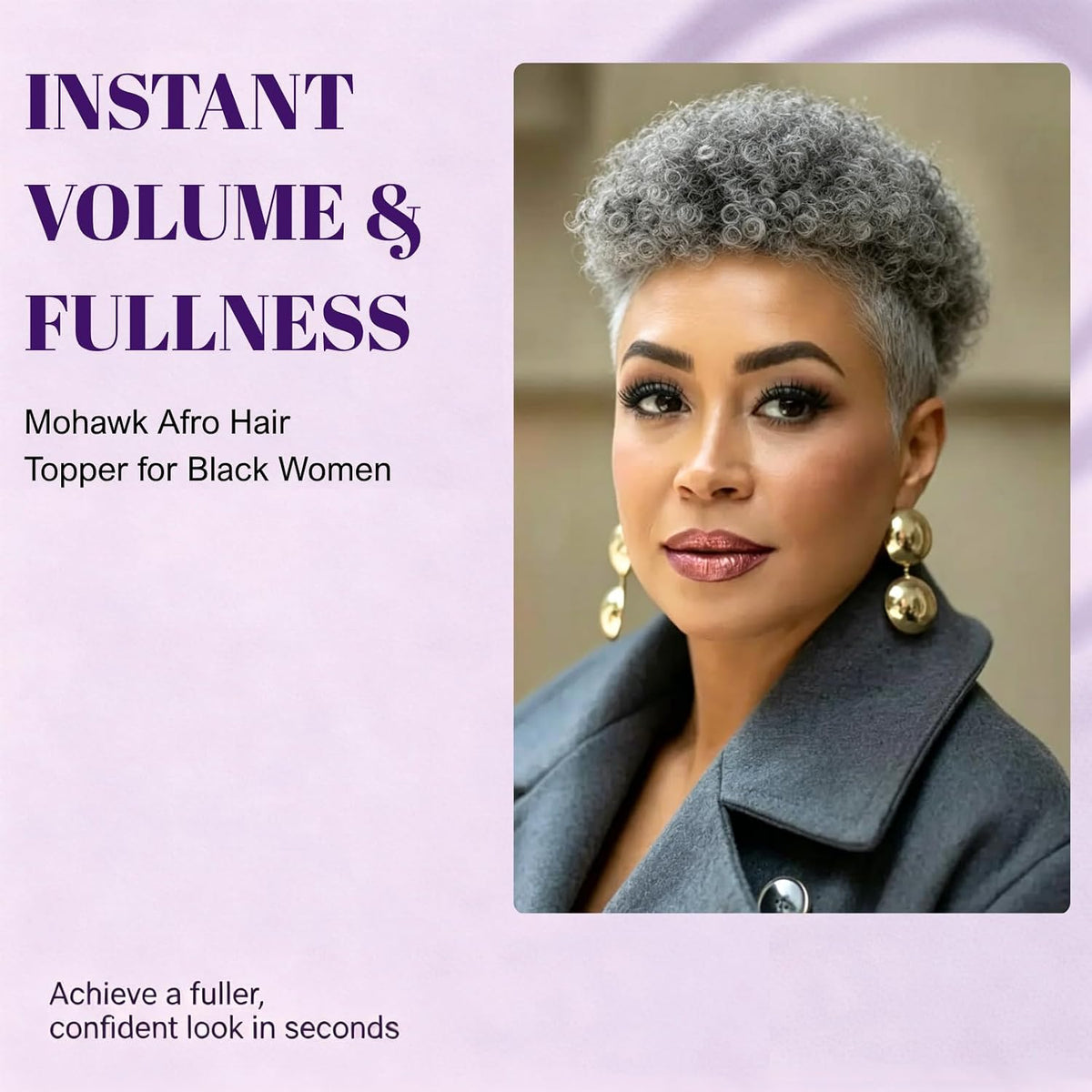 Short Afro Hair Topper Synthetic Hair Mohawk Ponytail for Black Women
