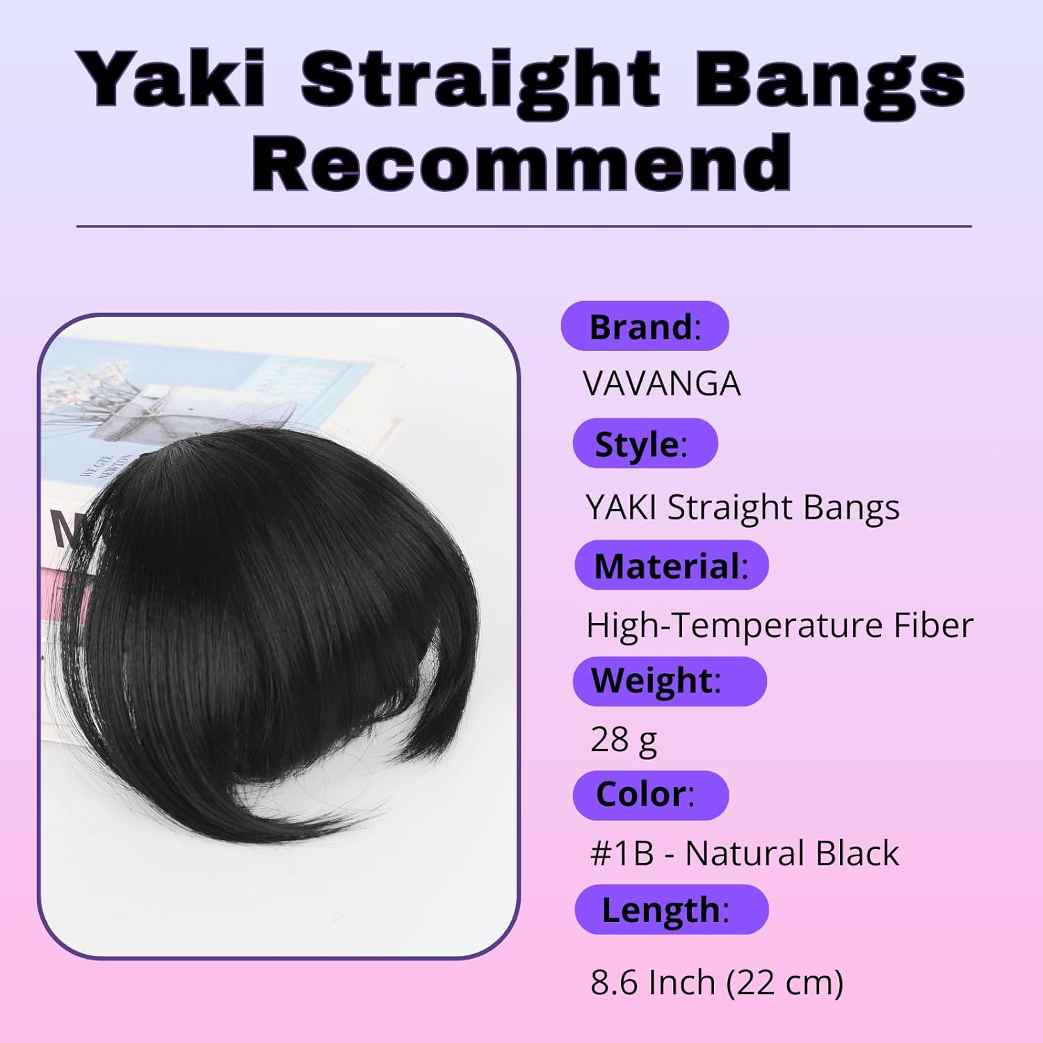 Short Kinky Straight Curtain Bangs Yaki Straight Bangs Hairpiece for Black Women