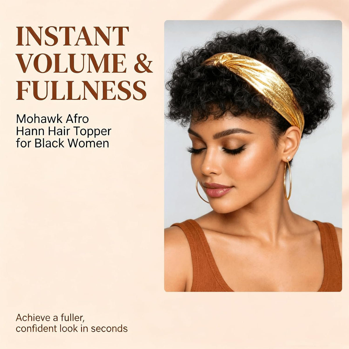 Short Afro Hair Topper Synthetic Hair Mohawk Ponytail for Black Women
