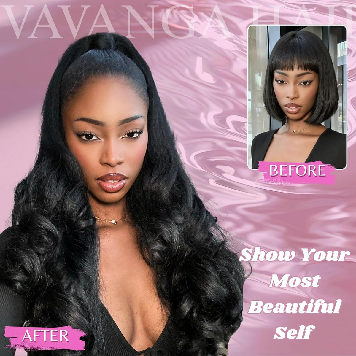 6PCS Half Up Half Down Ponytail Set for Black Women Kinky Straight Ponytail