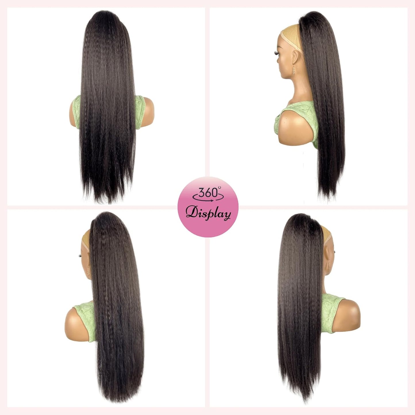 30inch Long Yaki Straight Drawstring Ponytail Extension for Black Women