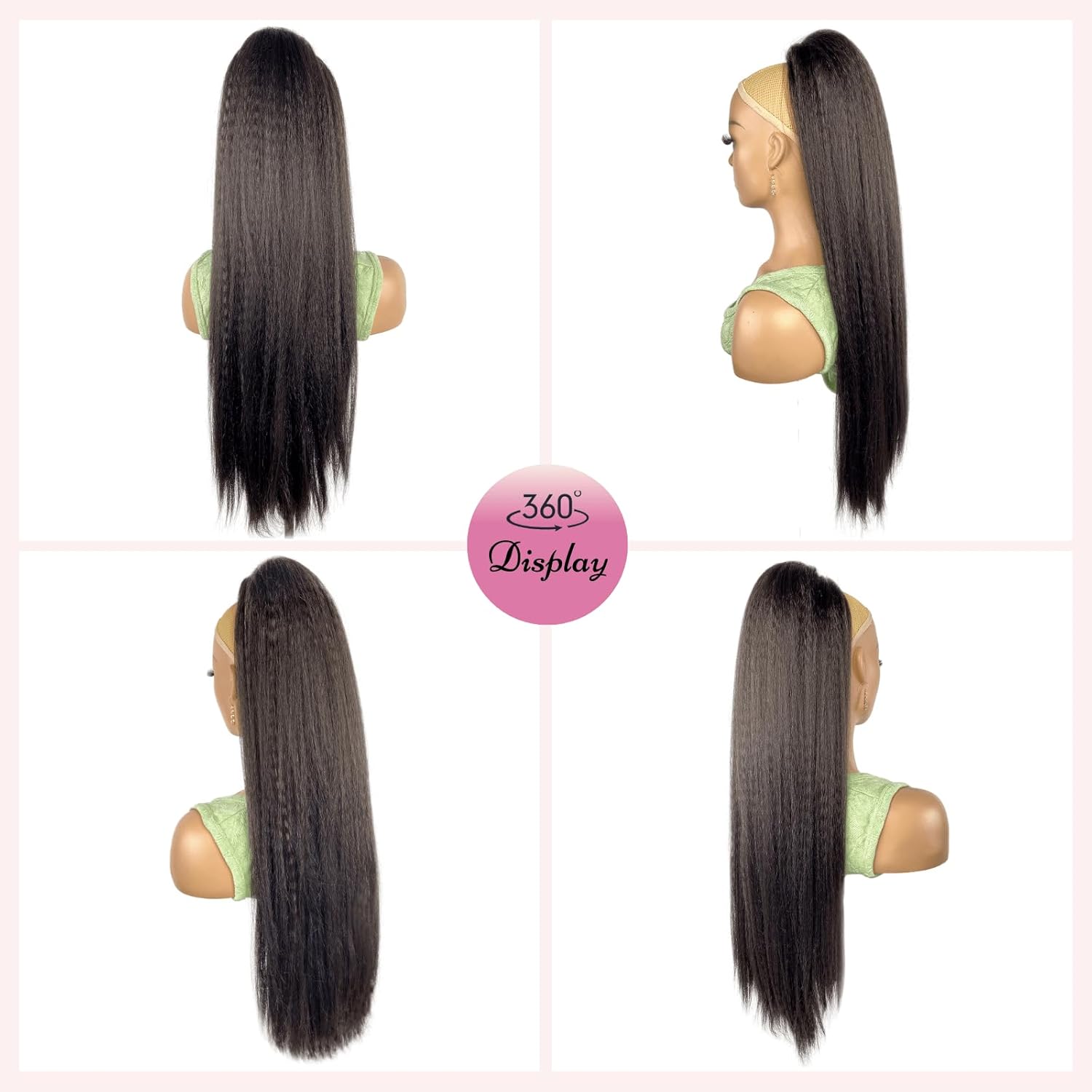 30inch Long Yaki Straight Drawstring Ponytail Extension for Black Women