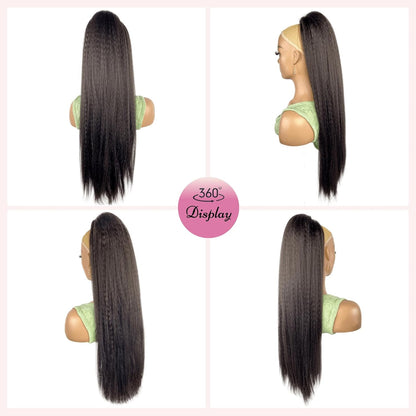 30inch Long Yaki Straight Drawstring Ponytail Extension for Black Women