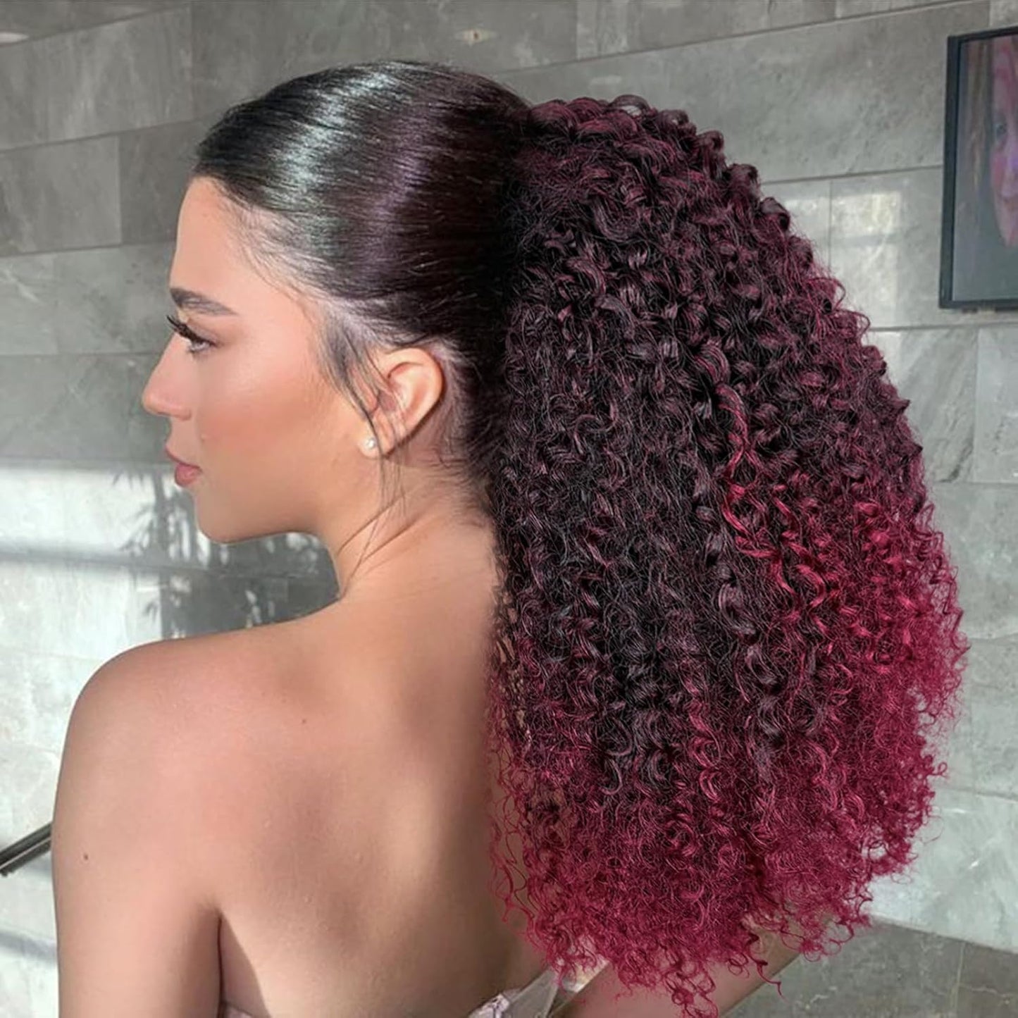 Short Afro Kinky Curl Drawstring Ponytail Deep Curly for Black Women