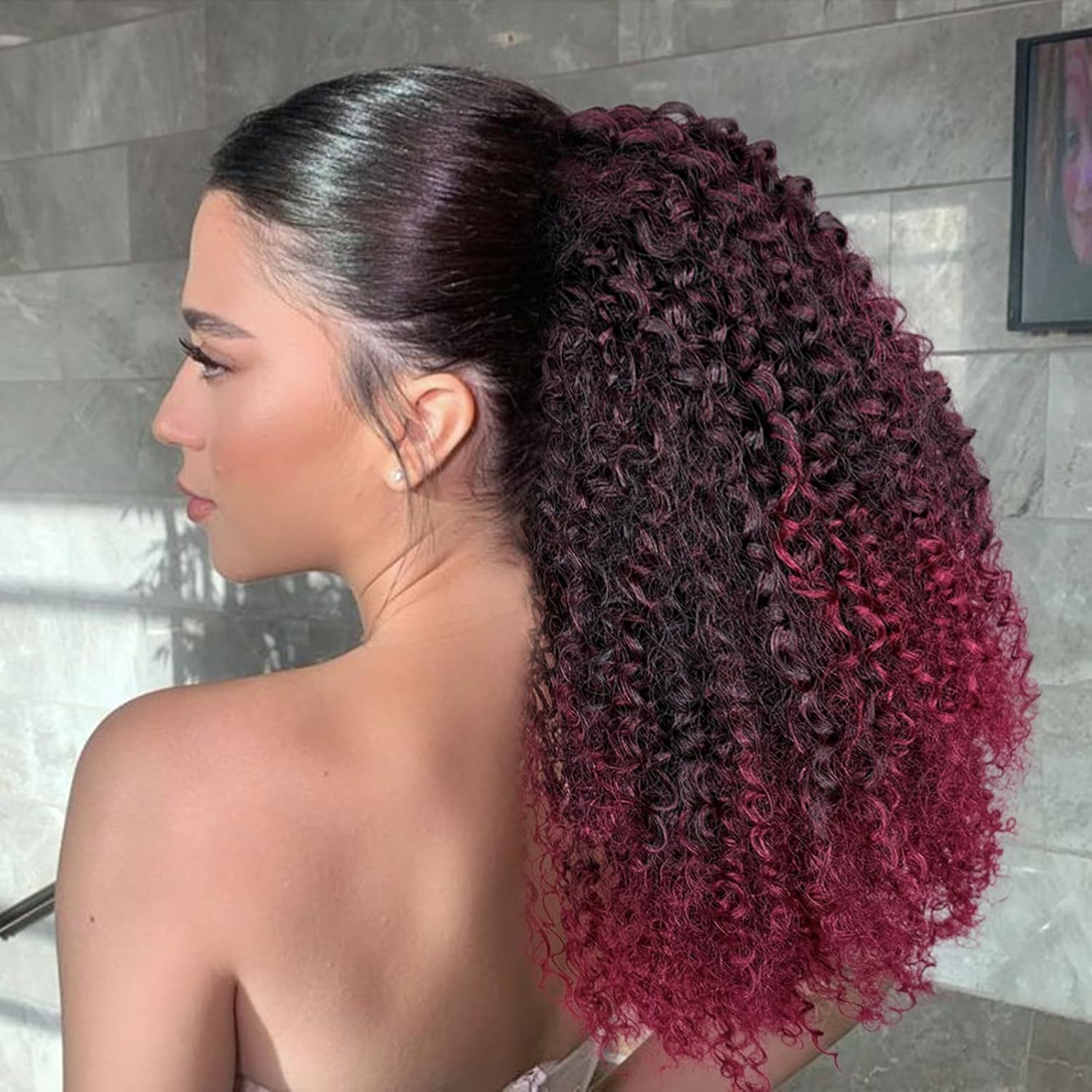 Short Afro Kinky Curl Drawstring Ponytail Deep Curly for Black Women