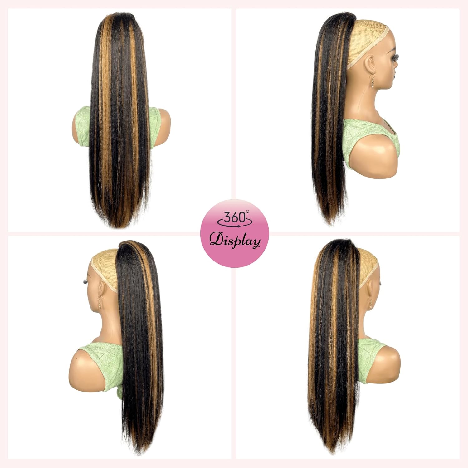 30inch Long Yaki Straight Drawstring Ponytail Extension for Black Women