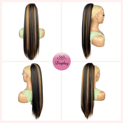 30inch Long Yaki Straight Drawstring Ponytail Extension for Black Women