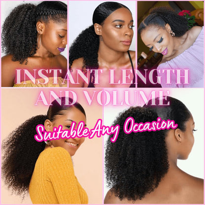 Short Afro Kinky Curl Drawstring Ponytail Deep Curly for Black Women